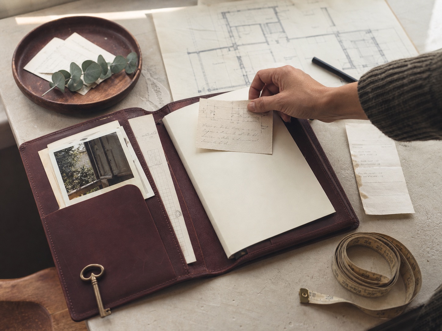 A home folio gathering plans and maintenance notes into one record.